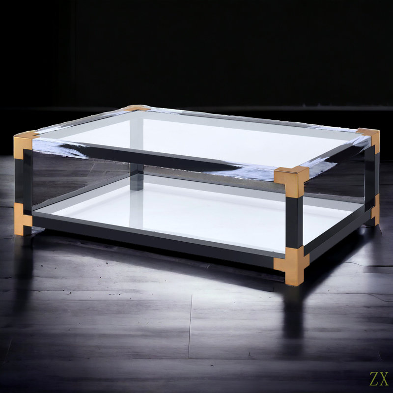 Everly Quinn Lafty Clear Glass & Brushed Finish Coffee Table | Wayfair